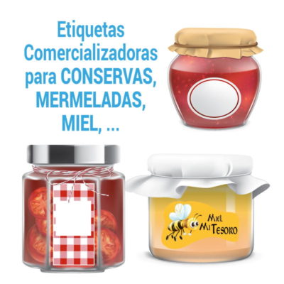 Etiquetas Miel, mermeladas y Conservas – pegatinas para frascos de vidrio