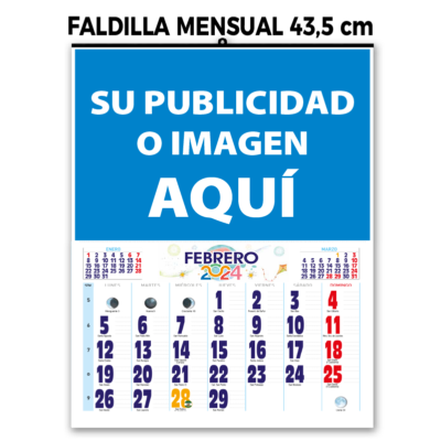 Calendario de pared faldilla mensual 43.5 cm