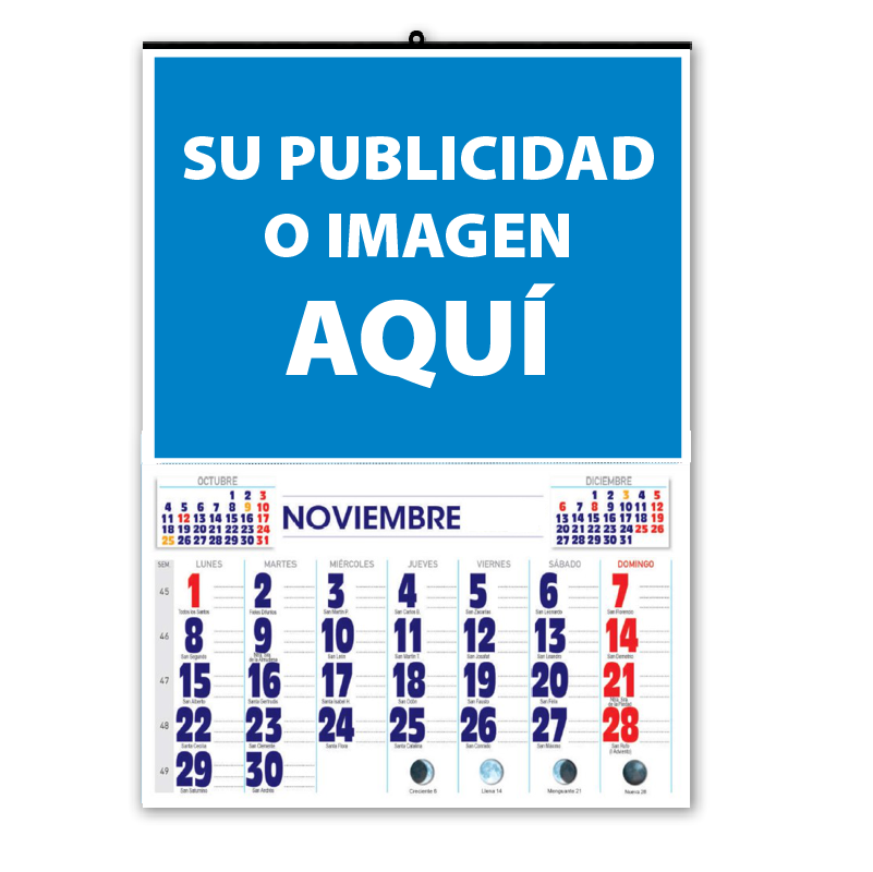 Calendario de pared faldilla mensual 43.5 cm