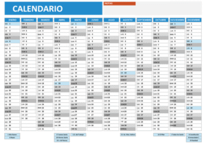Calendario planning papel poster 50x70 / 70x100 cm