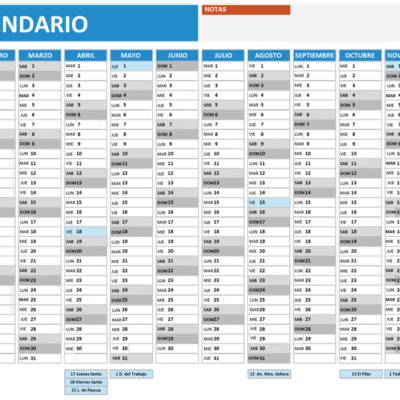Calendario planning papel poster 50×70 / 70×100 cm
