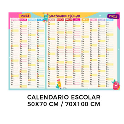Calendario escolar papel poster 50×70 / 70×100 cm