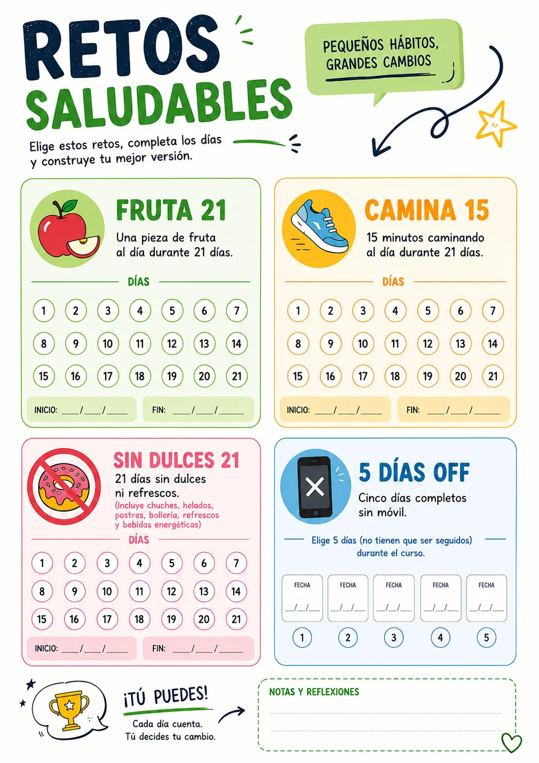 Muestra de hoja complementaria de 5 Retos Saludables